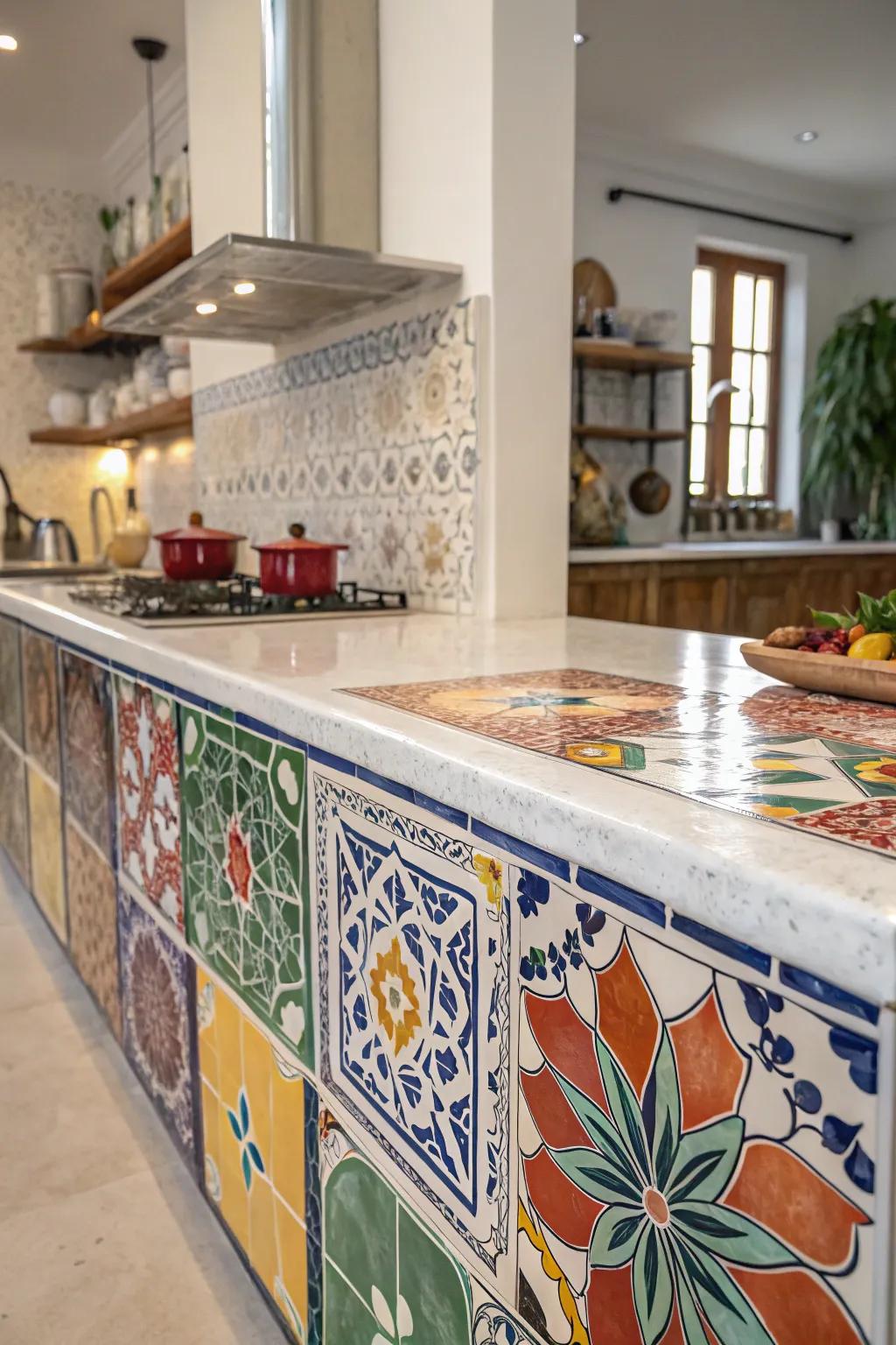 Exotic tiles infuse this kitchen with Moroccan charm and rich texture.