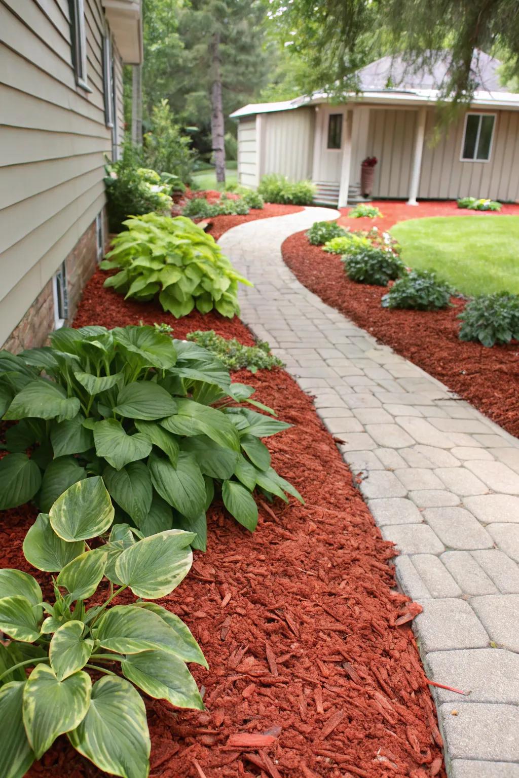 Mulch adds color and tidiness while suppressing weed growth.
