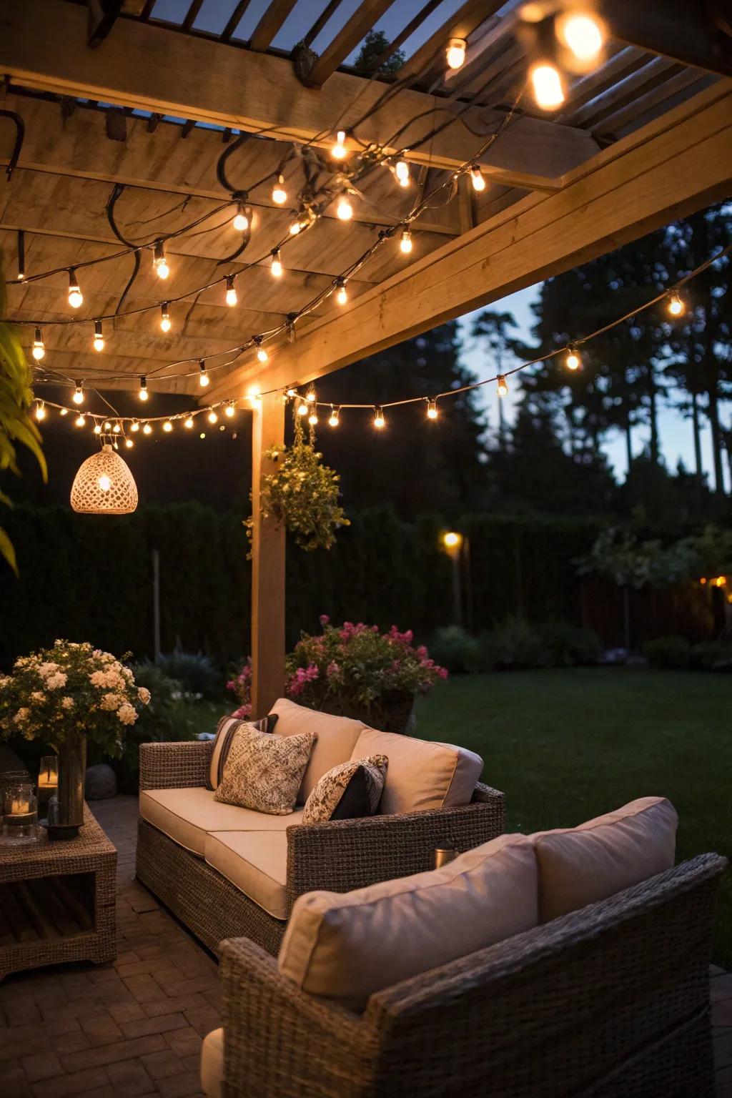 String lights add a magical glow to your patio.