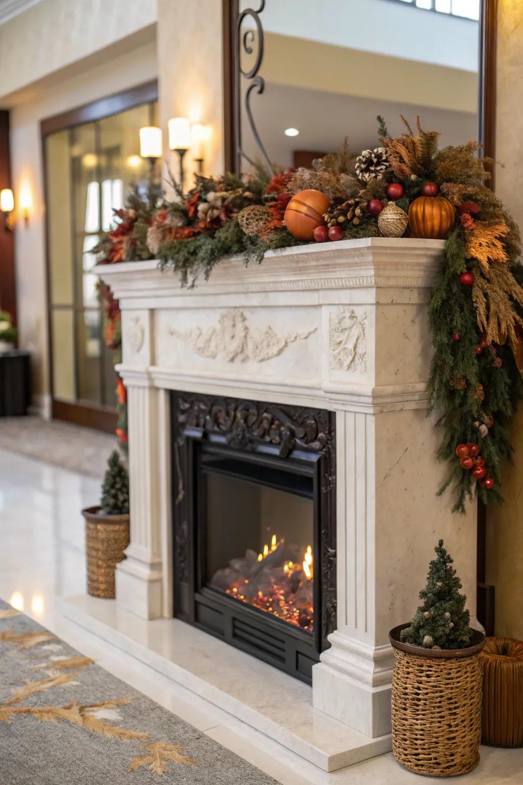 A mantel changes with each season.
