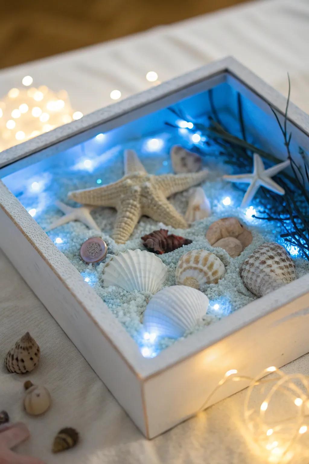 A refreshing coastal Christmas shadow box