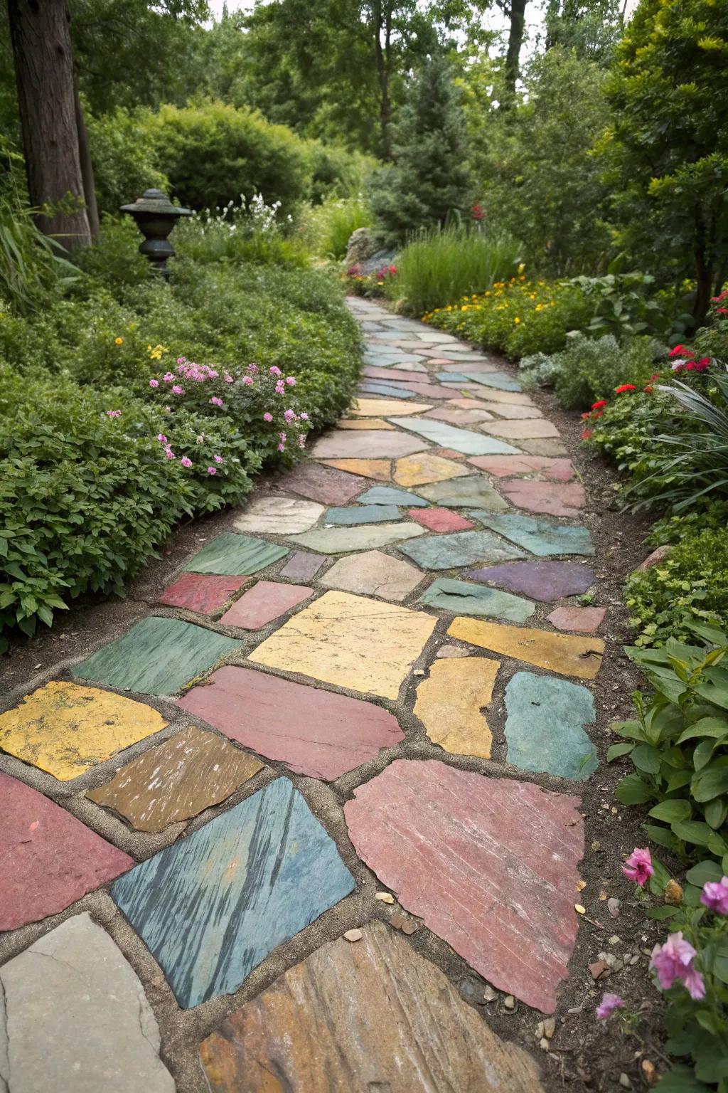 A vibrant patchwork of slates adding energy to the landscape.