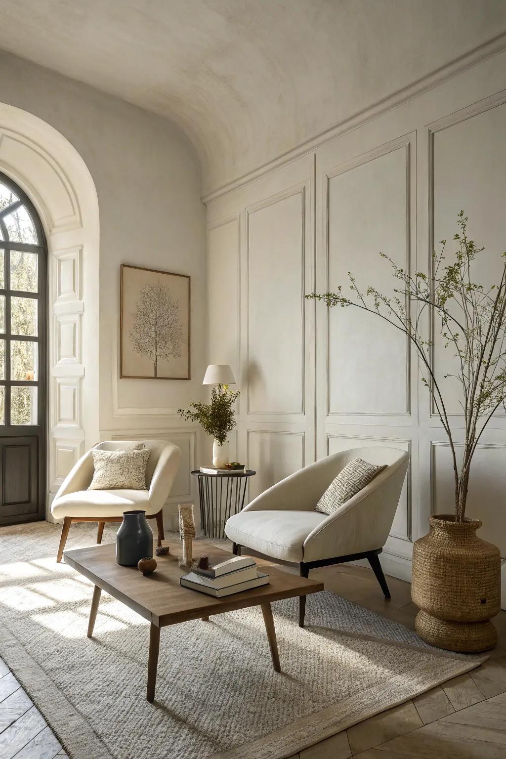 A minimalist living space exuding simplicity and tranquility.