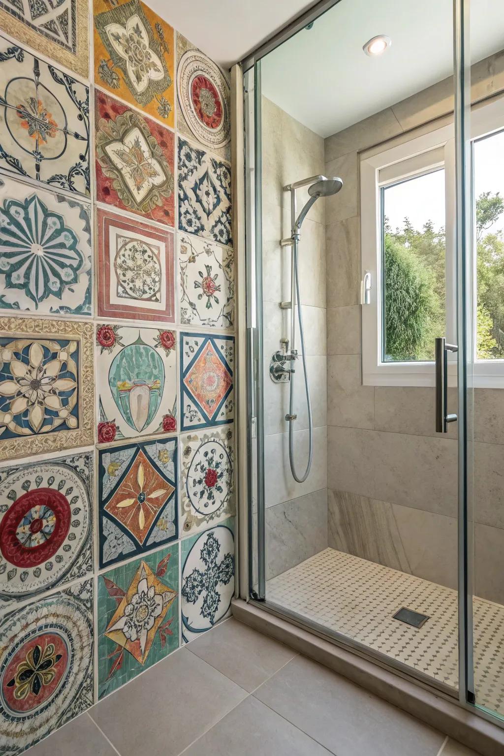 A shower featuring artisan-crafted stones for a unique, personal touch.