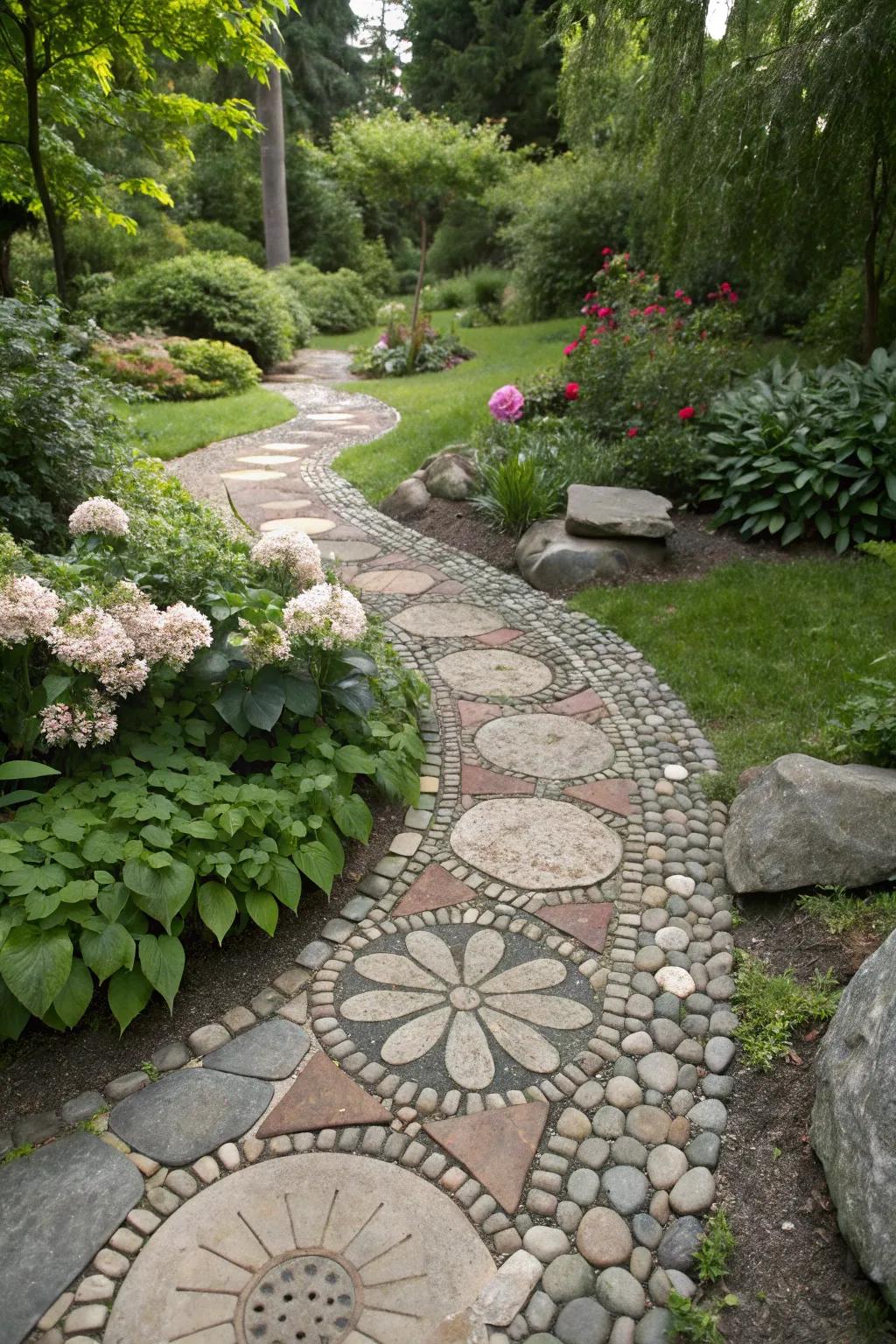 Sculpted stone walkways add a creative flair to your garden path.