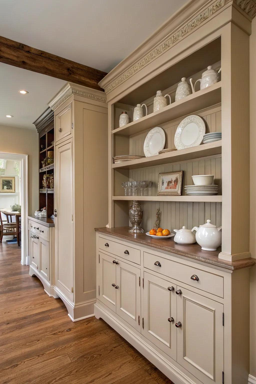 Traditional shelving showcasing an elegant touch.