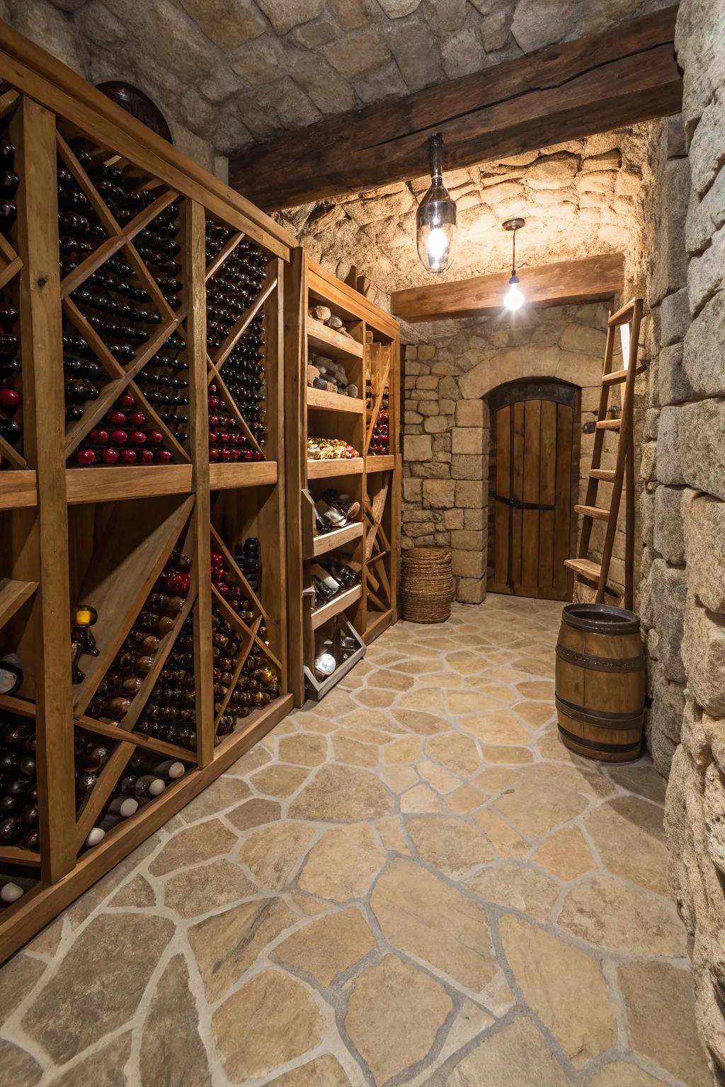 Stone floors add a classic touch.