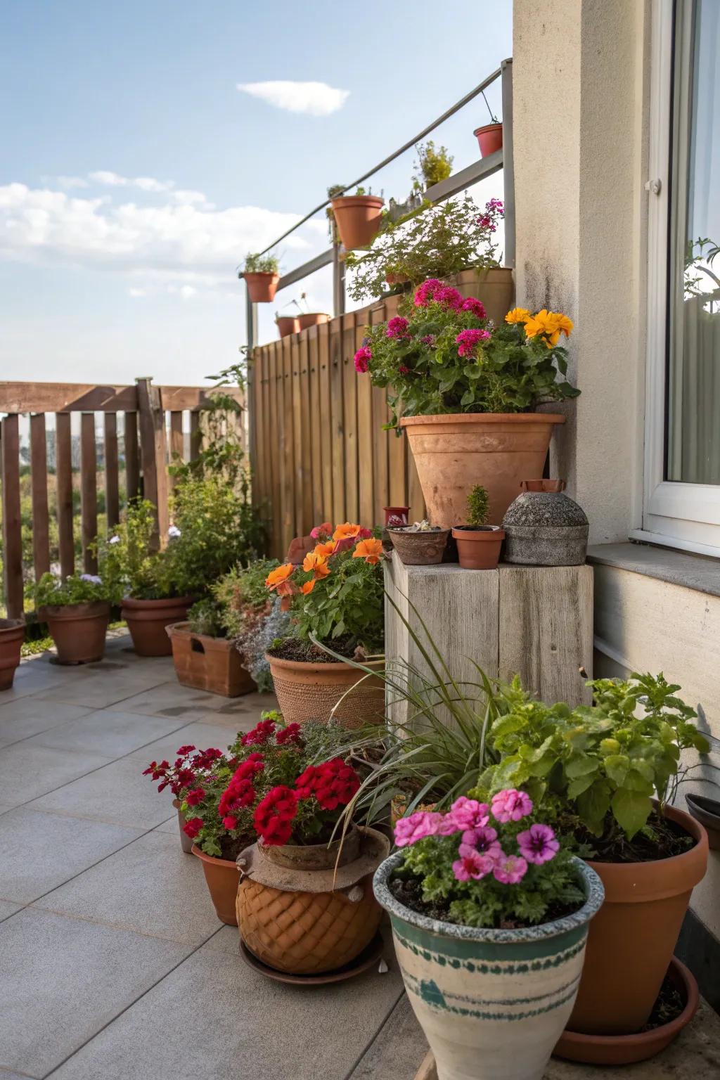 An eclectic mix of pots adds depth and interest to your plant displays.