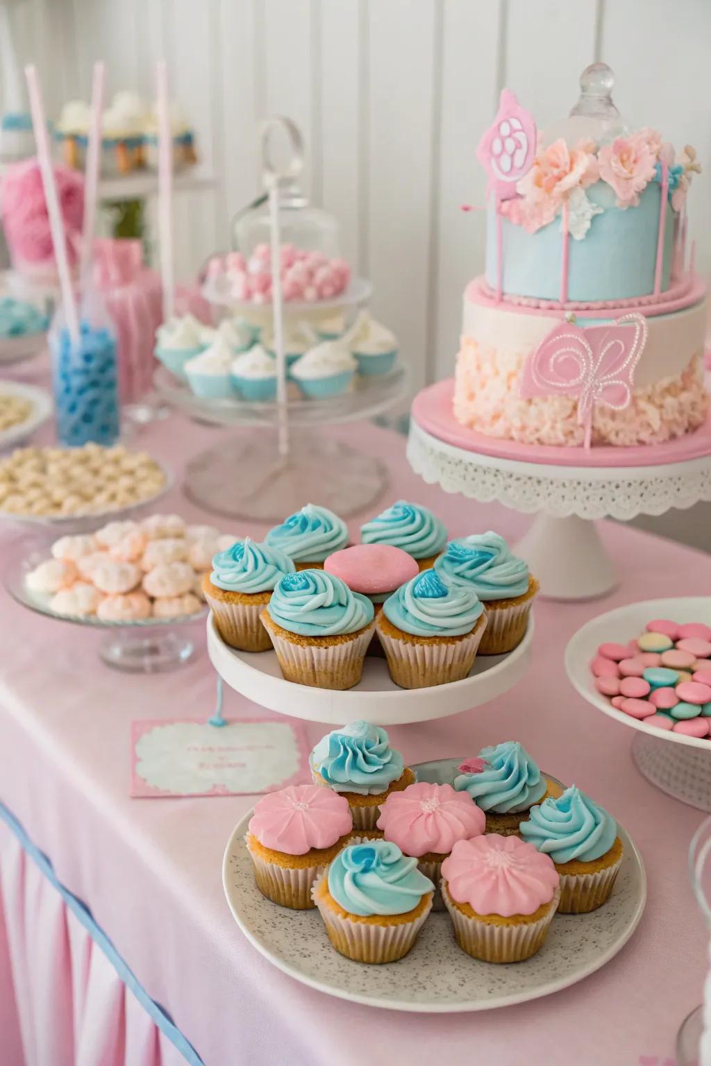 A delicious dessert table tempts guests with tasty treats.