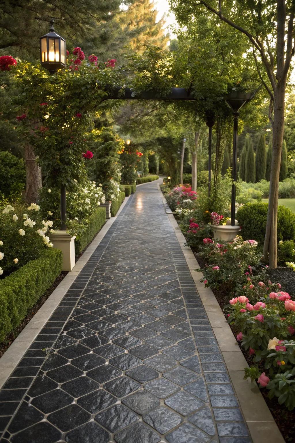 Onyx pavers contribute a luxurious appeal to your garden path.