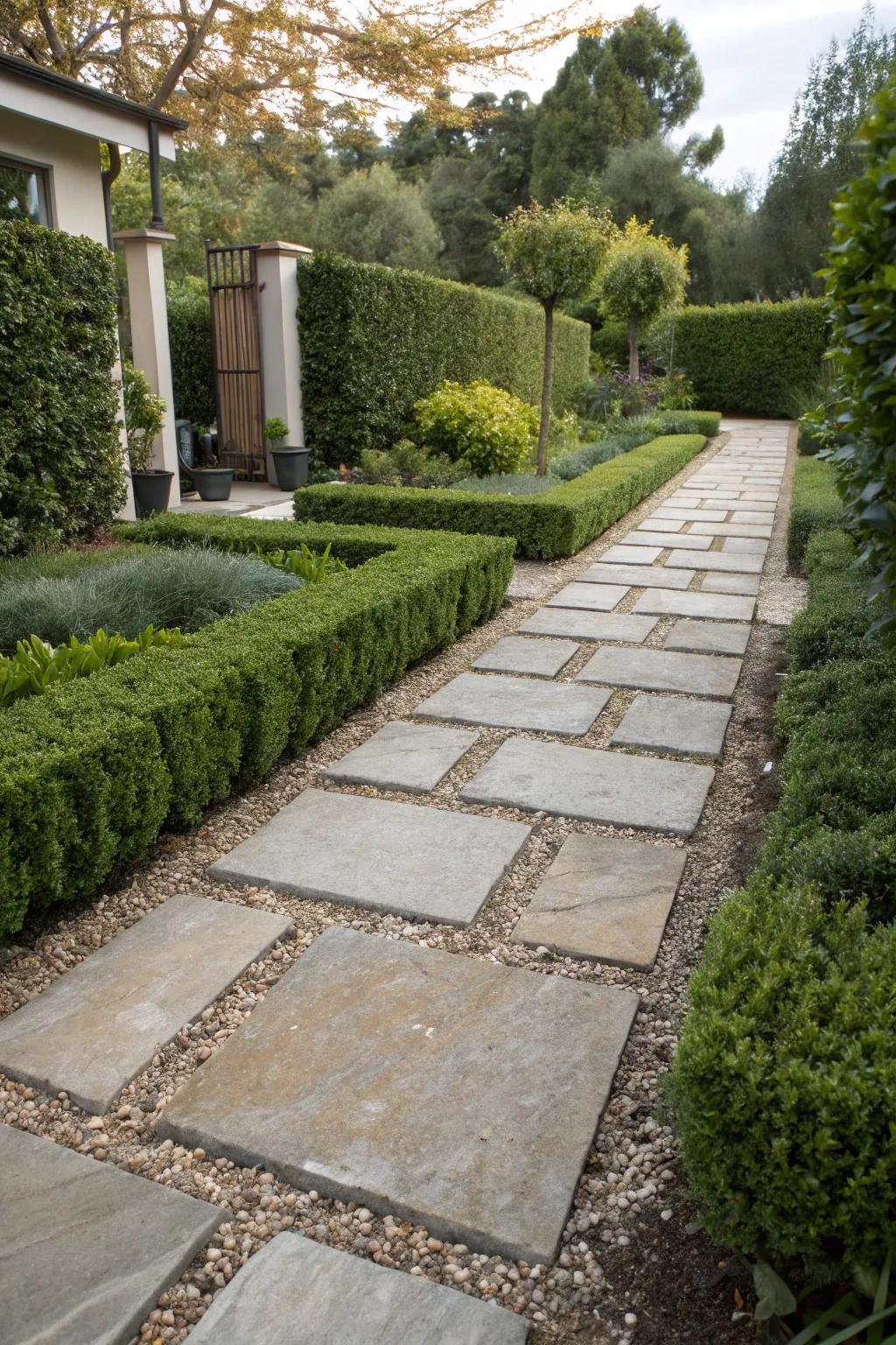 Slate and gravel unite to form a wonderfully textured garden path.