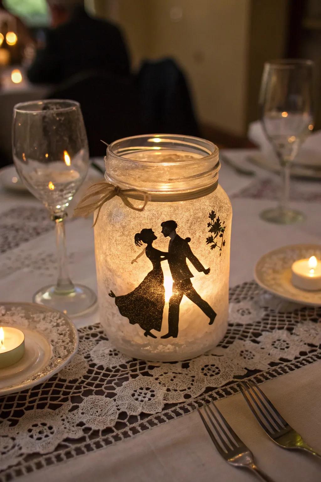 Silhouette art creates a romantic ambiance when lit from within.