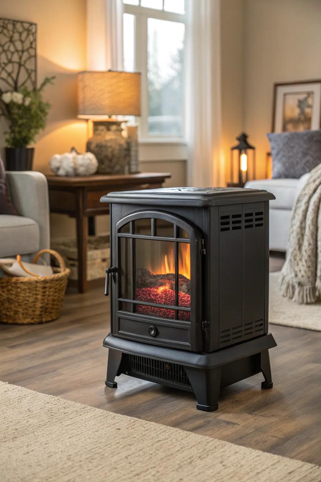 Portable fireplaces offer heat wherever it is needed.