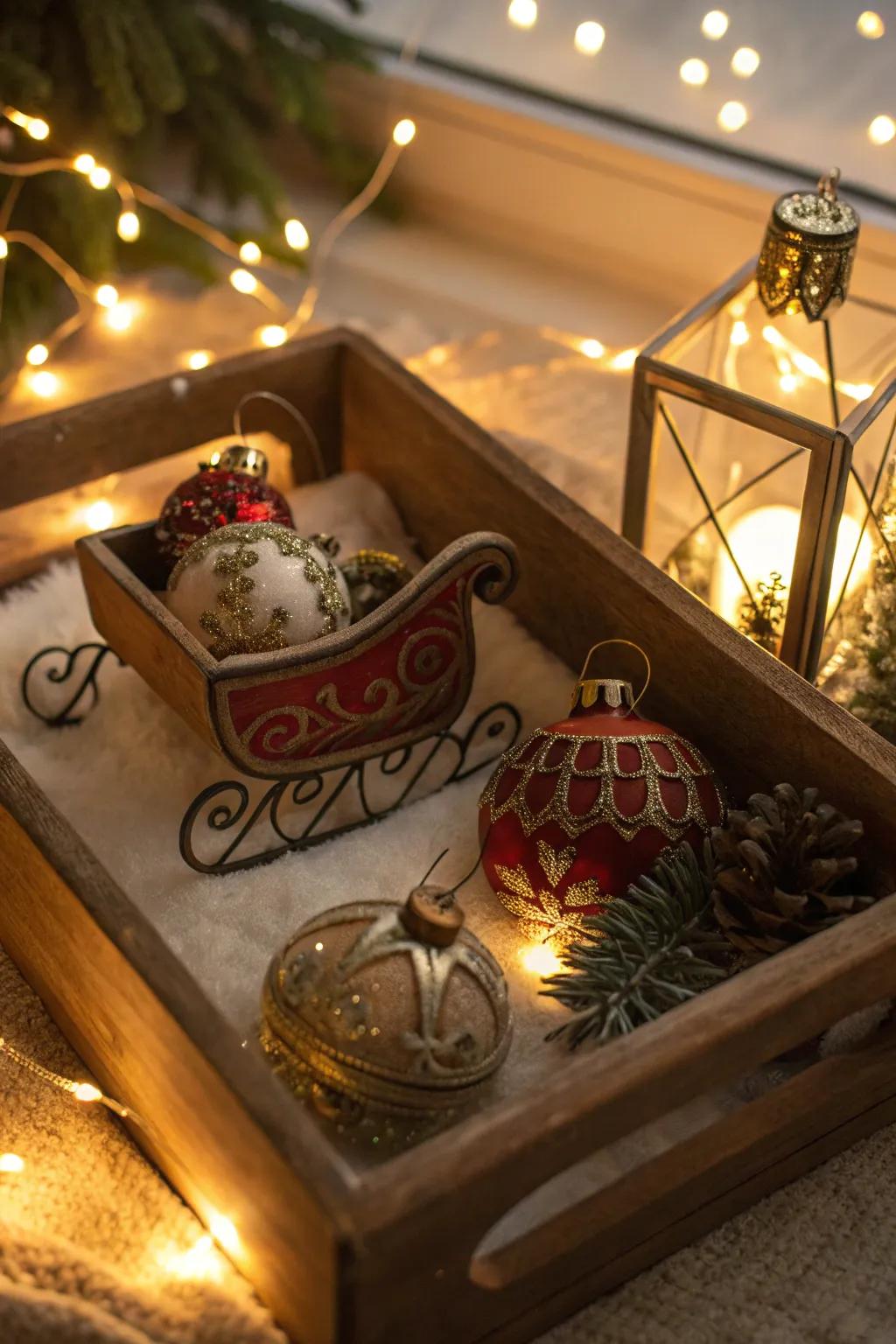 A nostalgic vintage Christmas shadow box