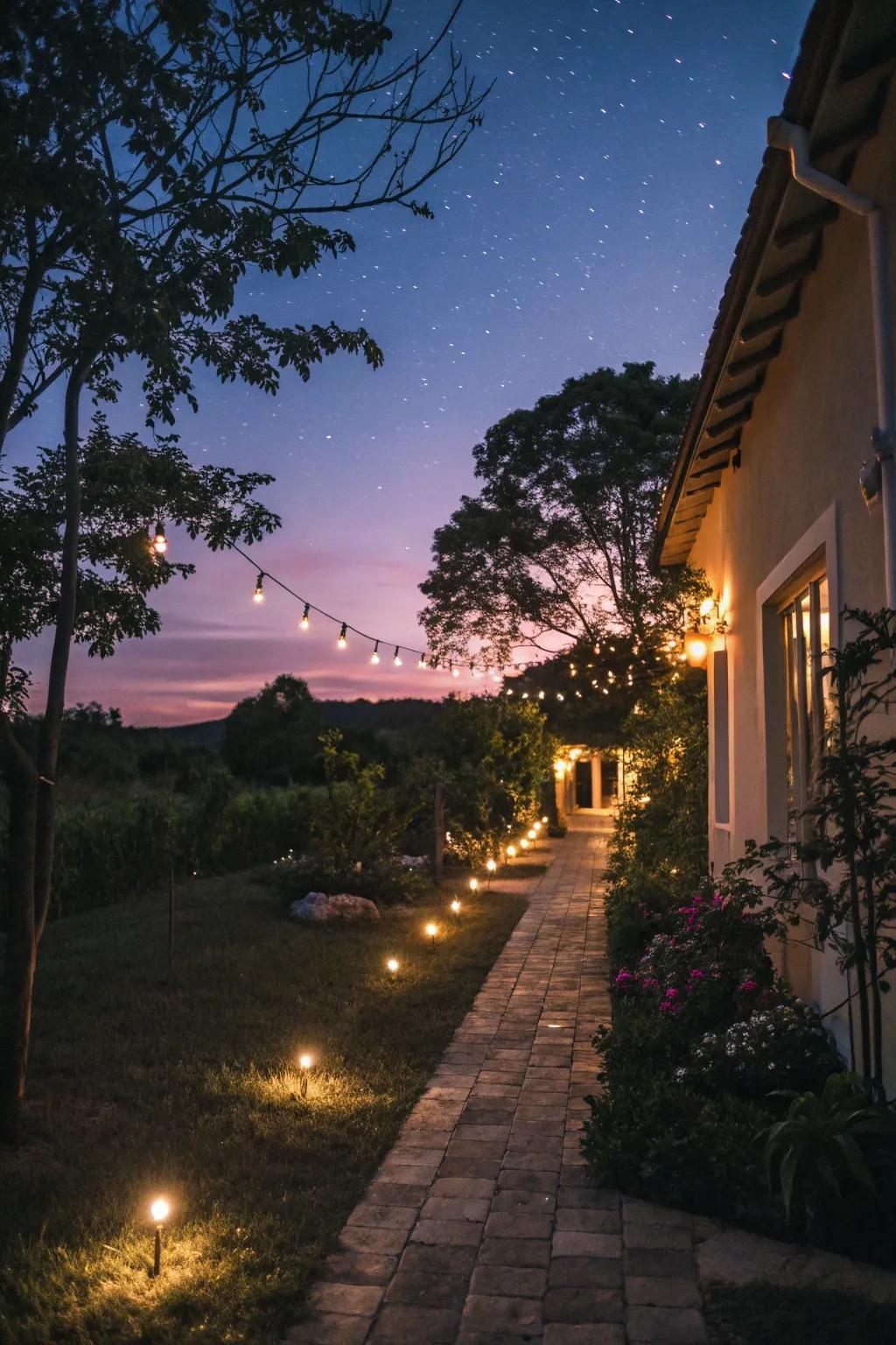 Enhance your evenings with the cozy illumination of pathway lighting.