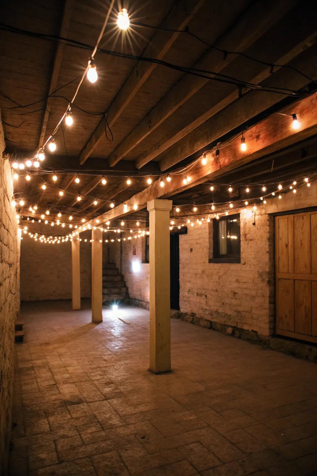 Linked lights introduce a magical element to your basement.