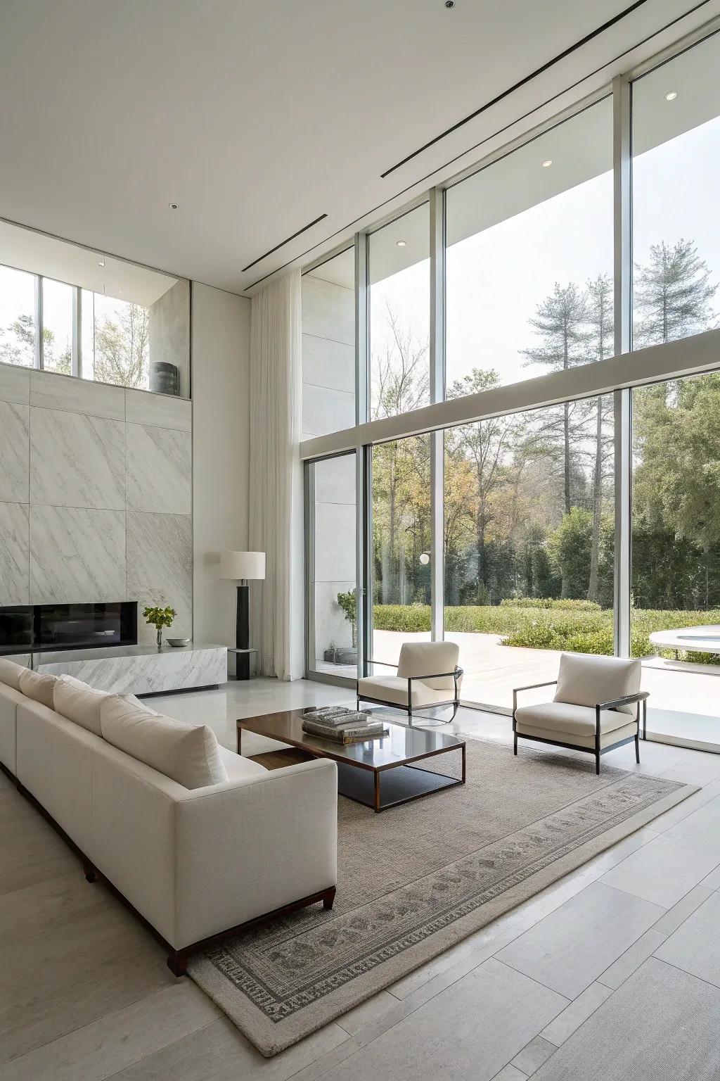 A minimalist modern interior with clean lines and minimal decor.