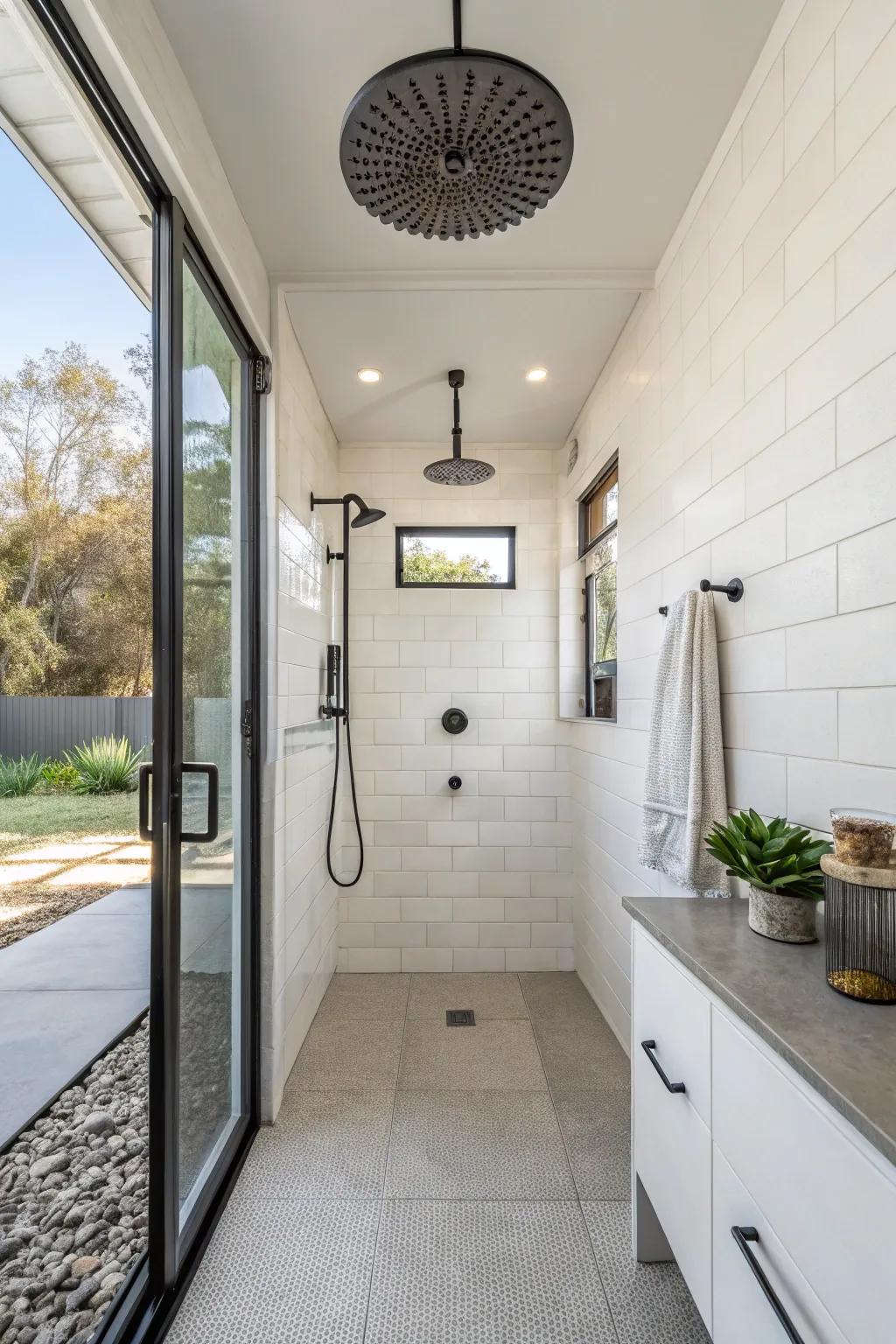 Understated fixtures ensure a sleek and functional design.