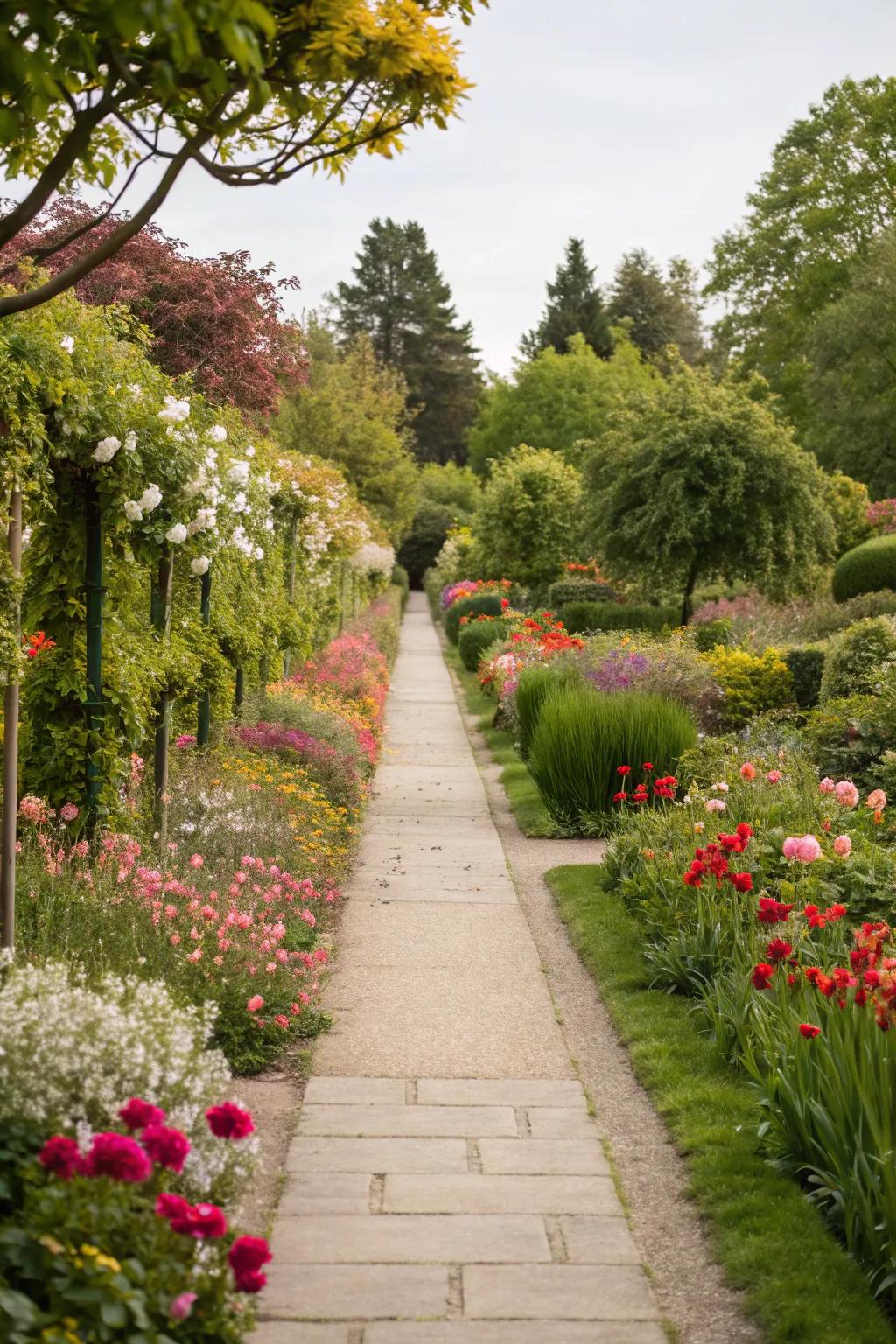 Unite your walkway with garden beds for a flawless aesthetic.
