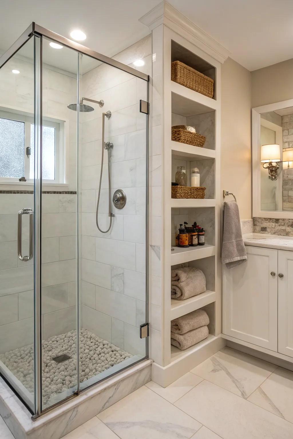 Maintain organization through integrated storage solutions.