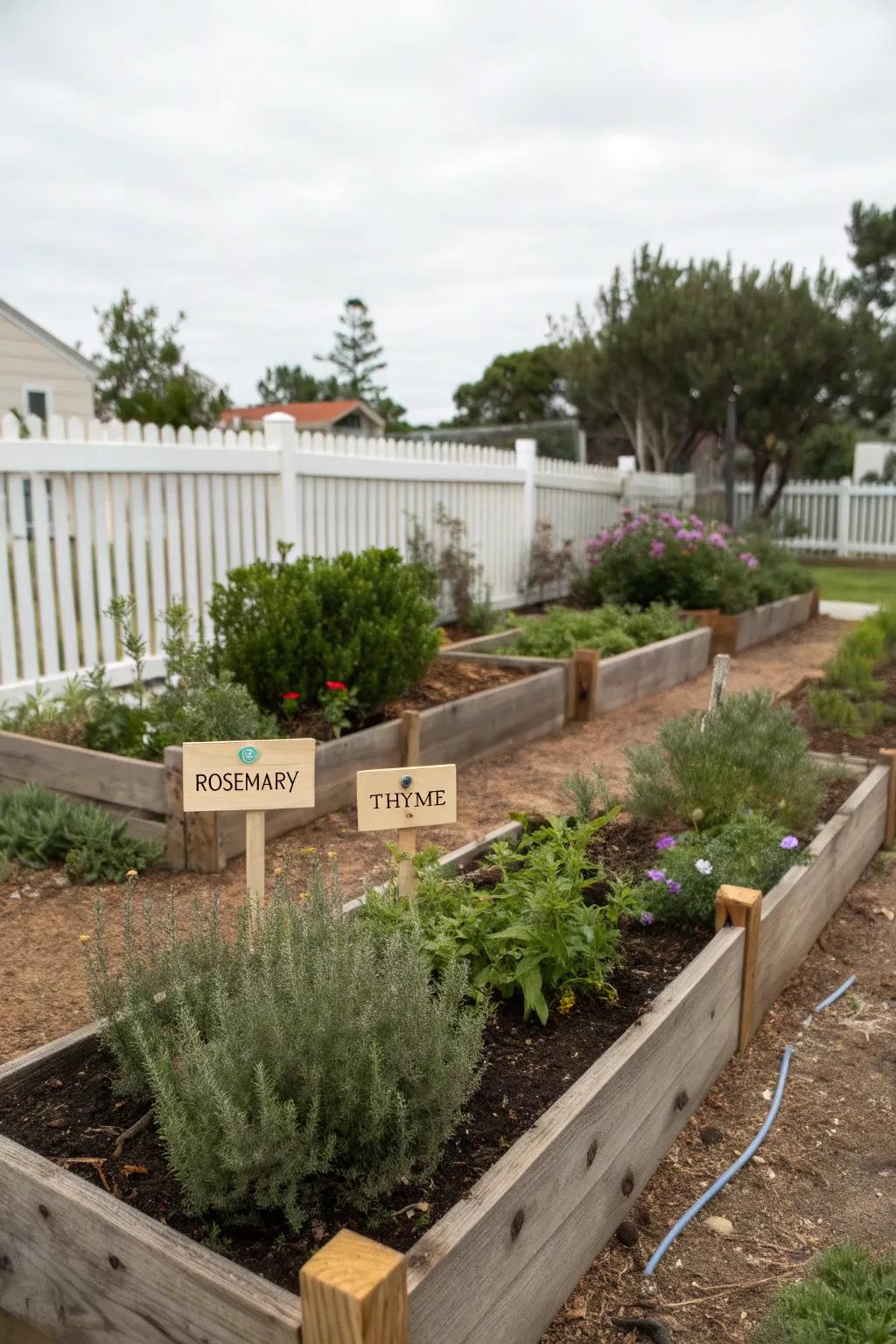 A side garden filled with herbs brings both fragrance and flavor to your doorstep.