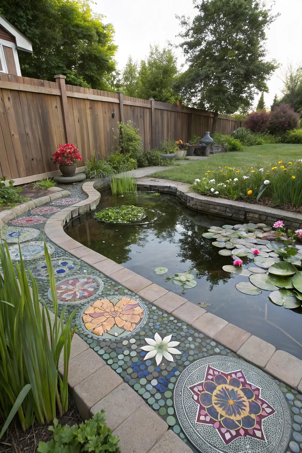 Charming pathways traversing a scenic pond.