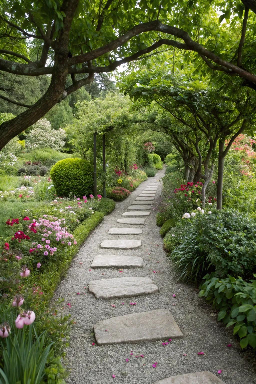 A gravel and stone fusion offers durability and visual intrigue.