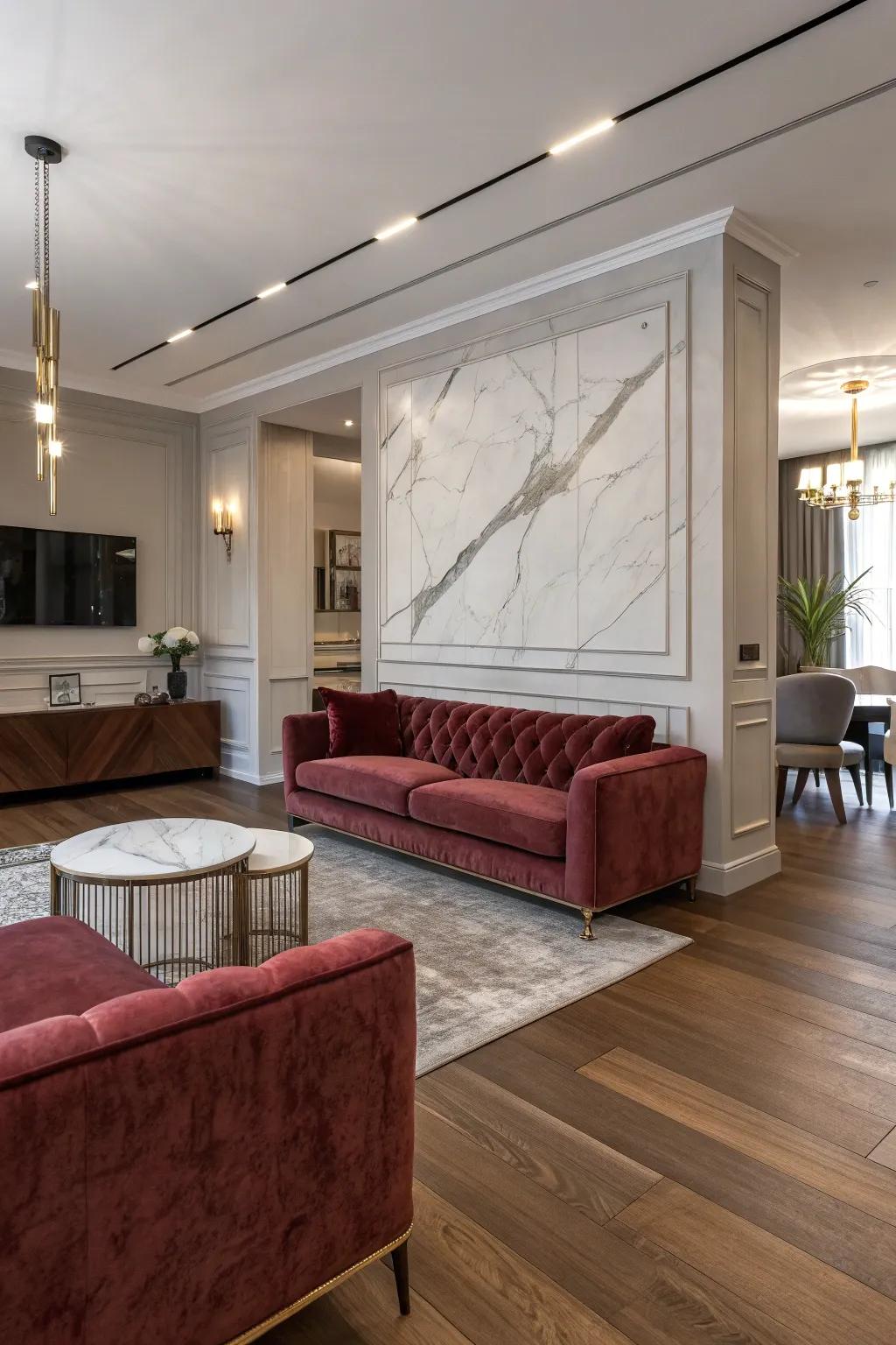 A modern interior showcasing a mix of textures for visual interest.