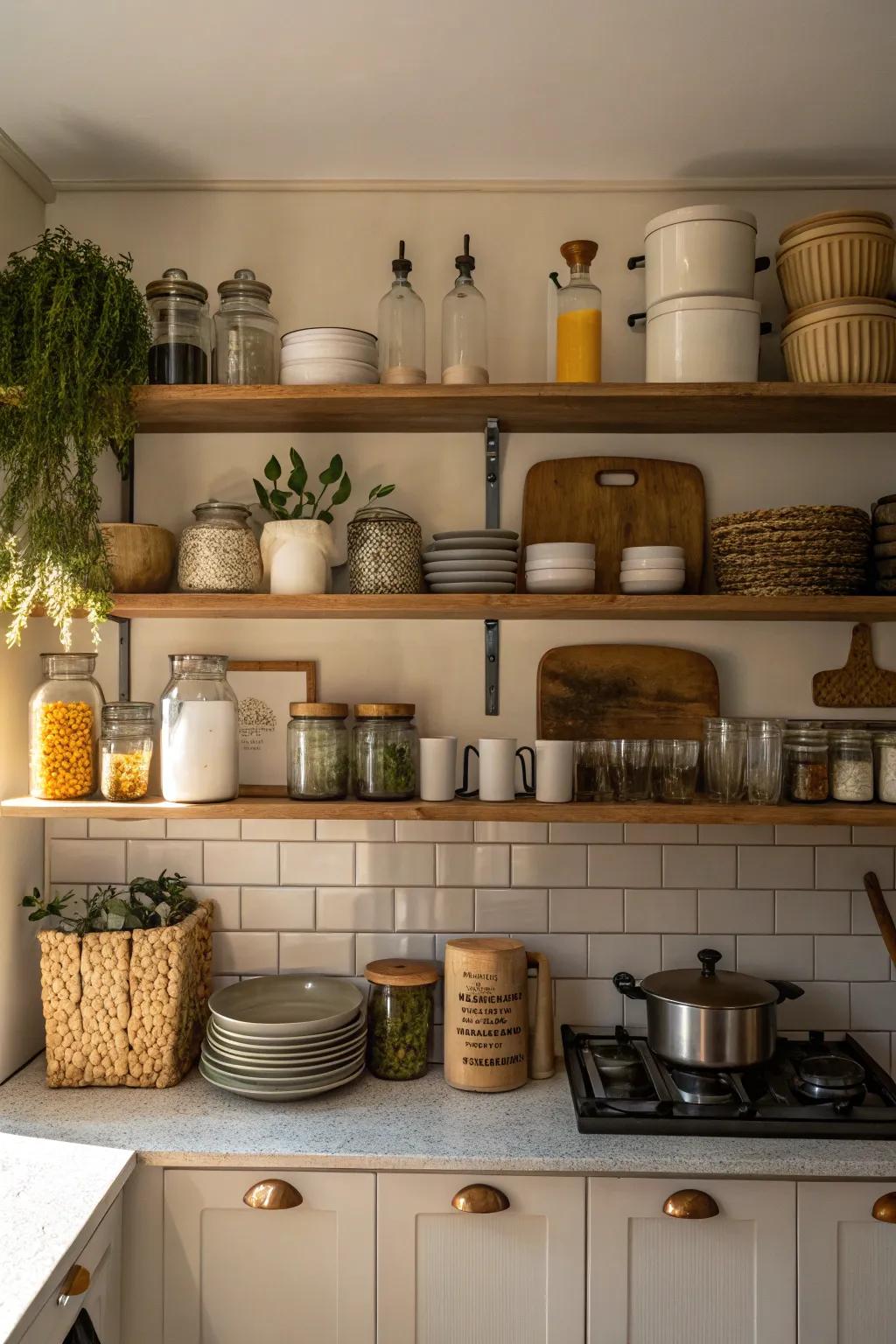 Dynamic shelving utilizing varied dimensions.