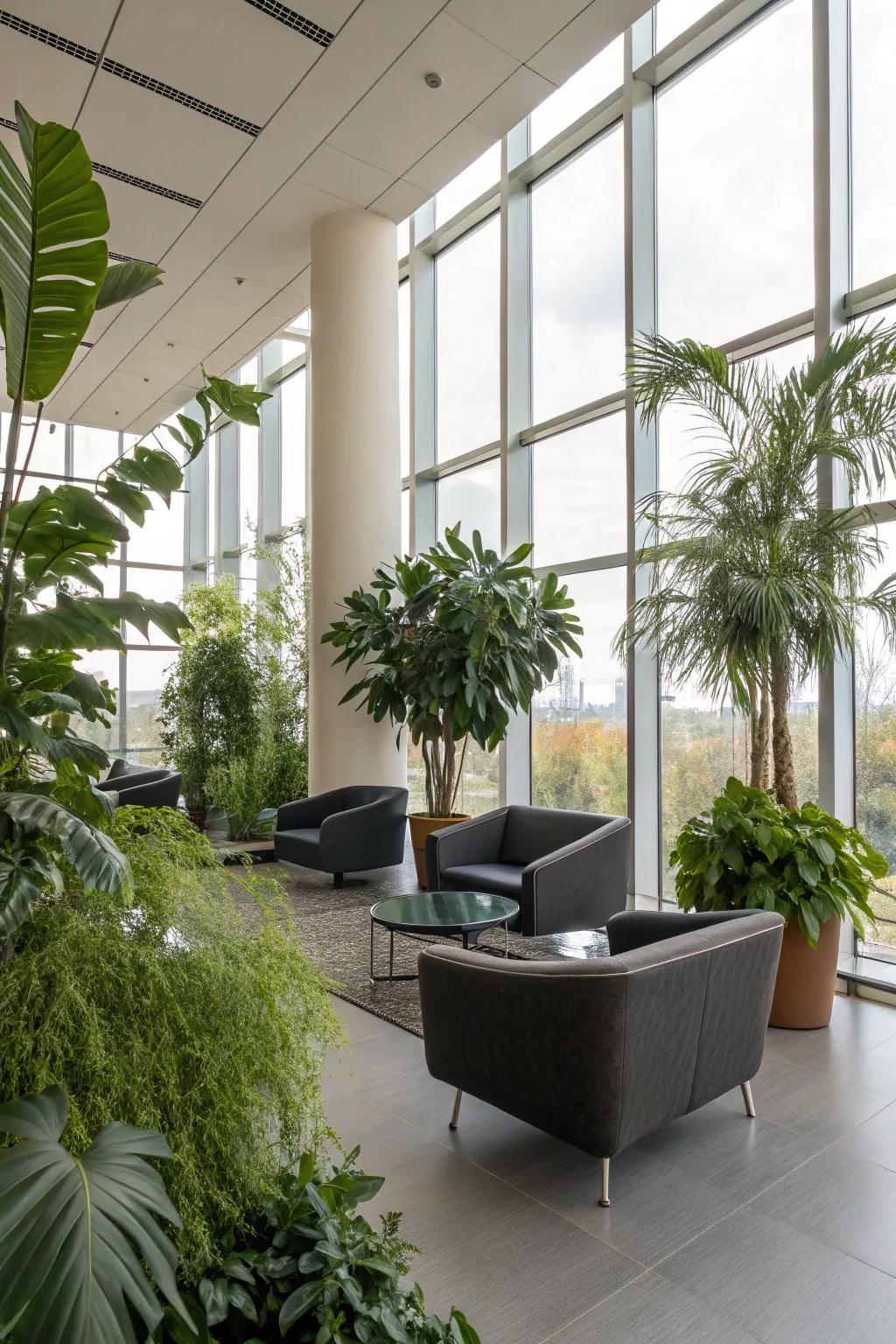 A modern interior featuring indoor plants for a natural touch.