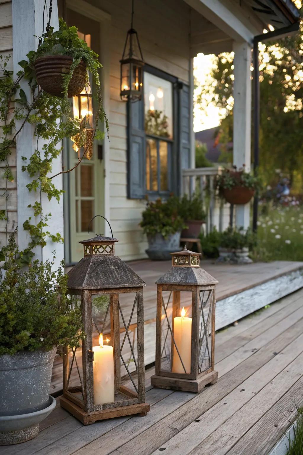 Countryside lamps with LED lights add a cozy glow to the scene.
