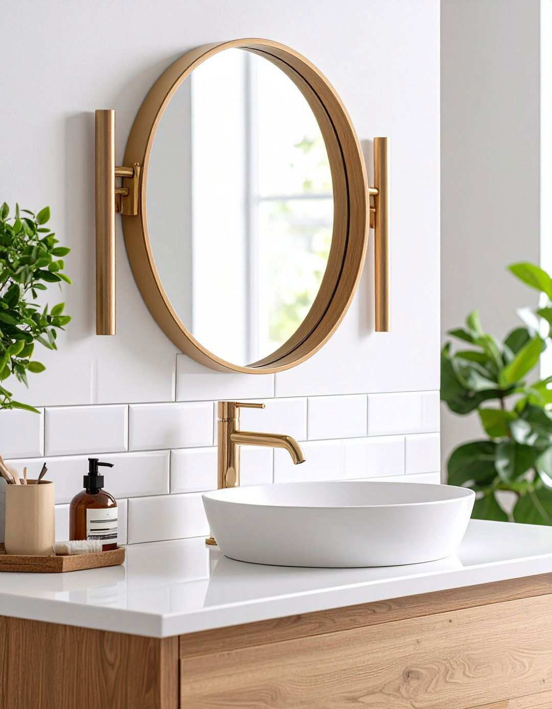 A Foldaway Makeup Mirror Frees Day Time Bathroom Counter Space - 20 Bathroom Counter Organization Ideas