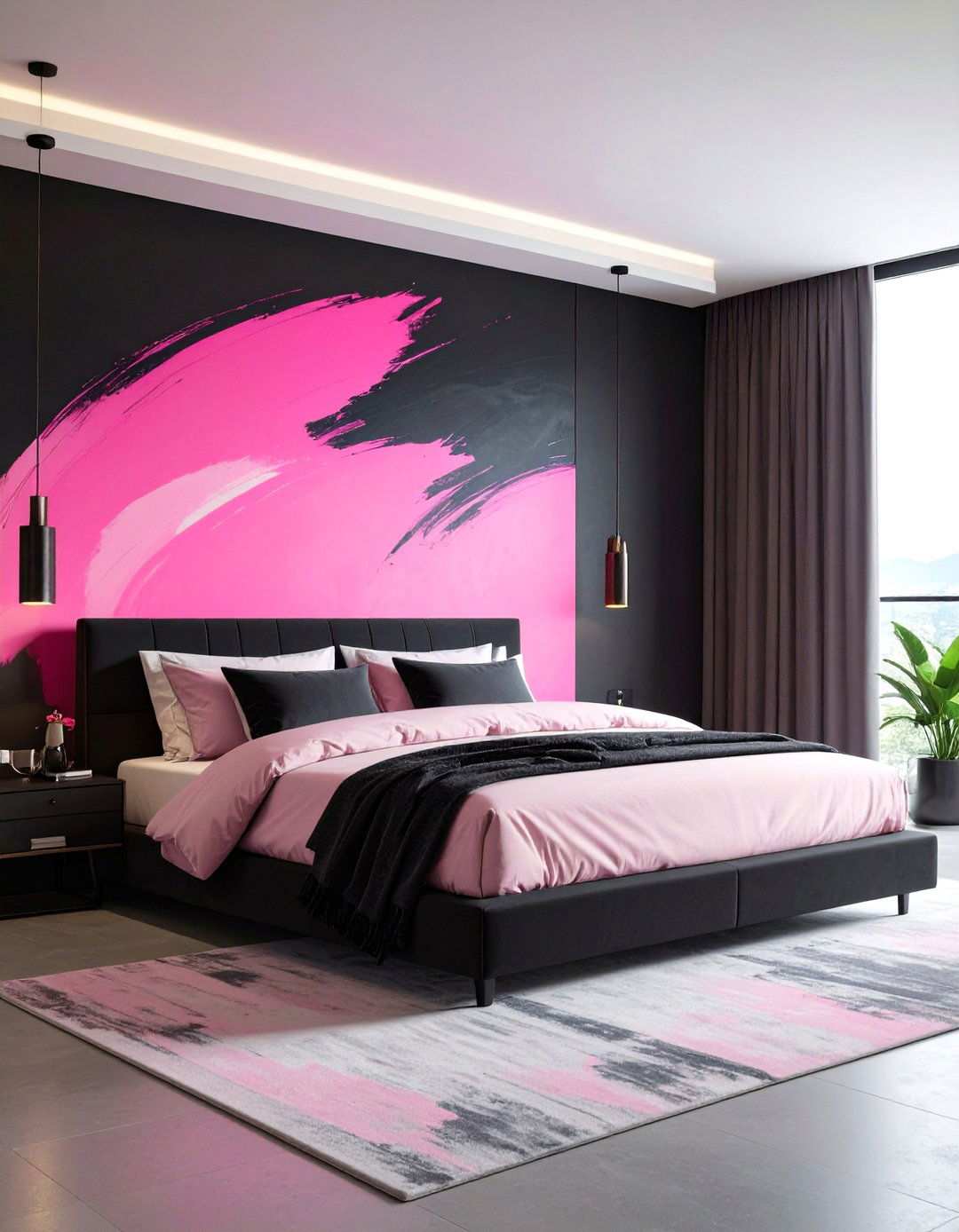 Abstract Brushstroke Bedroom Wall Painting - 20 Bedroom Wall Painting Ideas