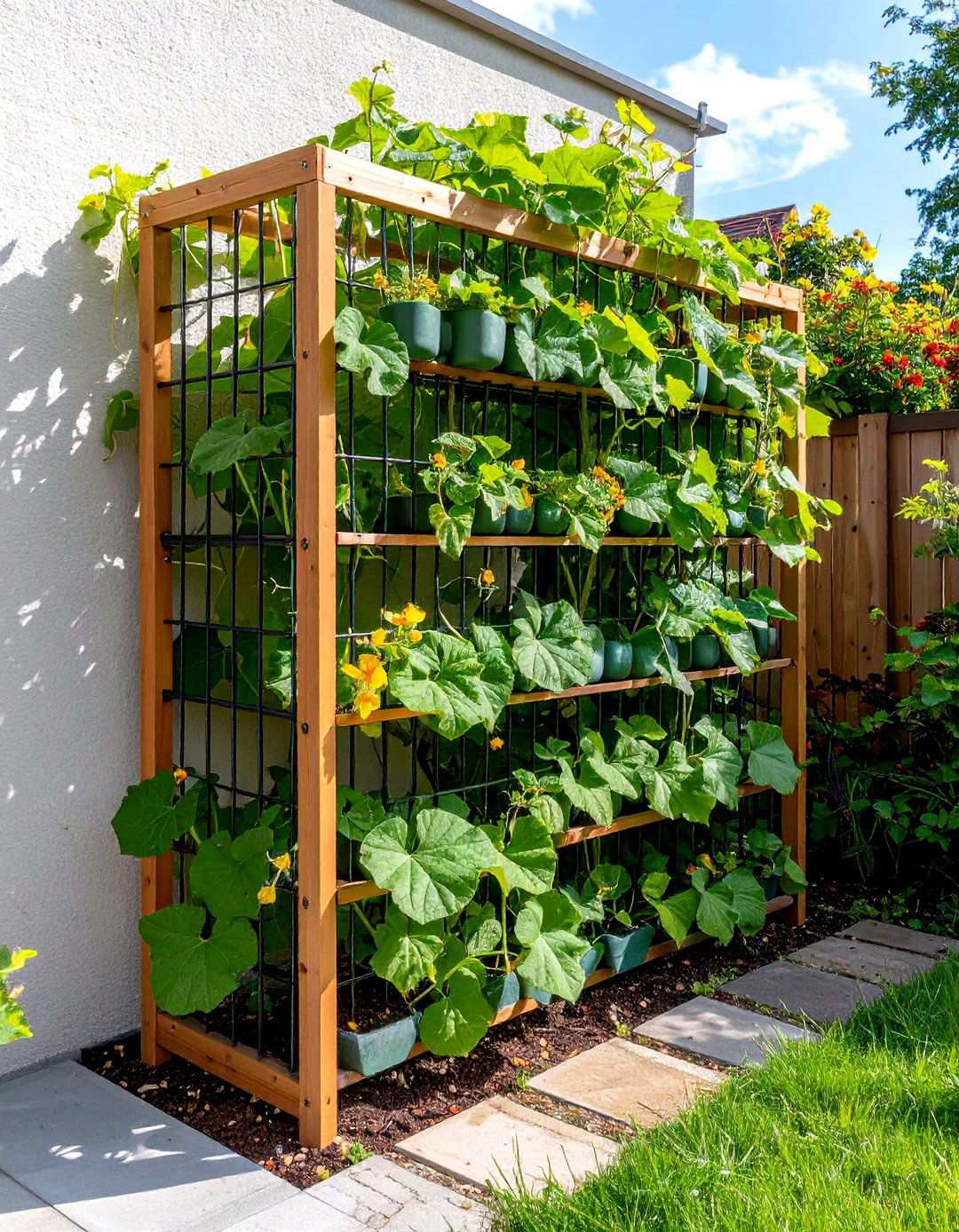 Accordion Lattice Expandable Trellis - 20 Cucumber Trellis Ideas
