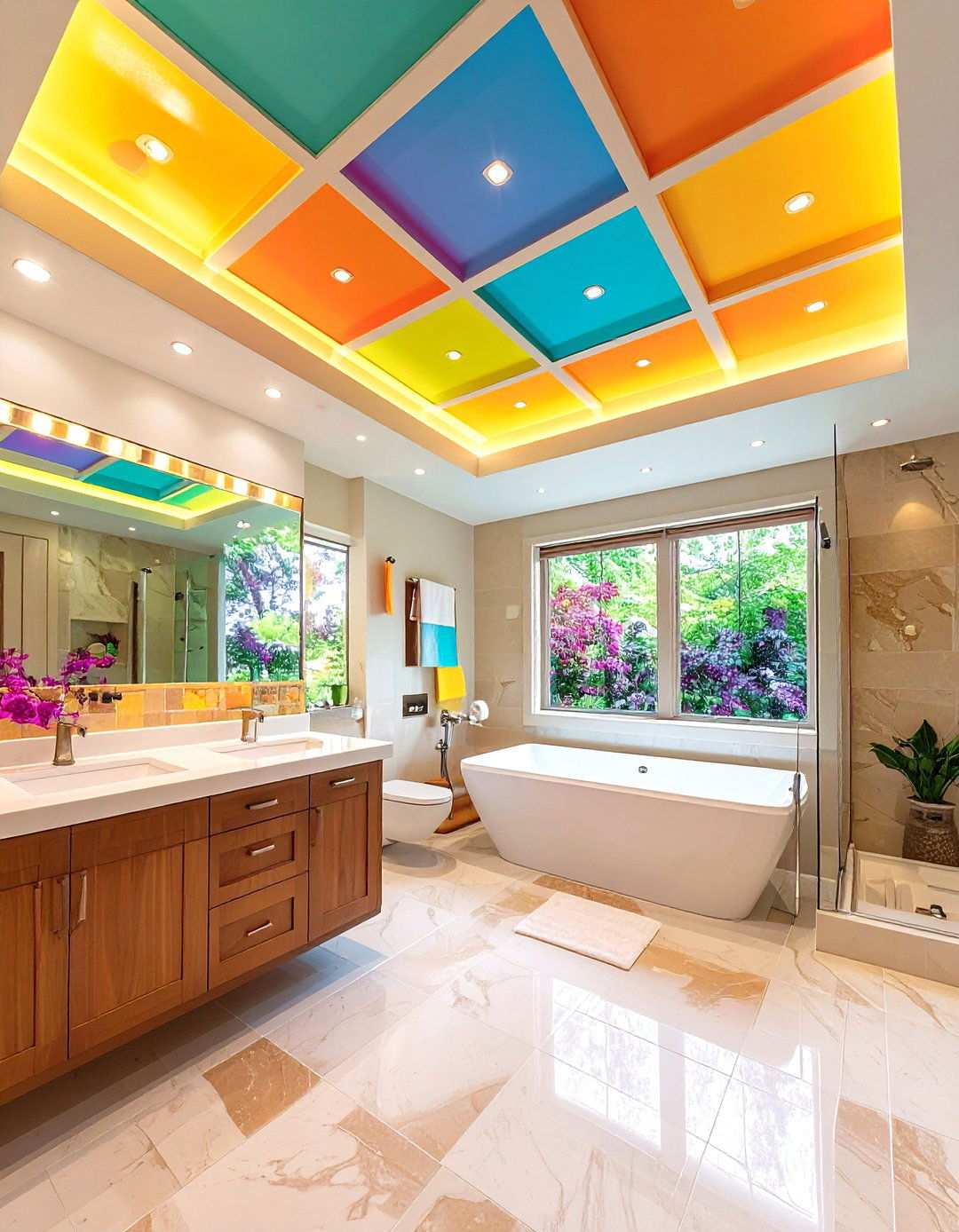 Acoustic Panel Bathroom Ceiling to Tame Echo - 20 Bathroom Ceiling Ideas