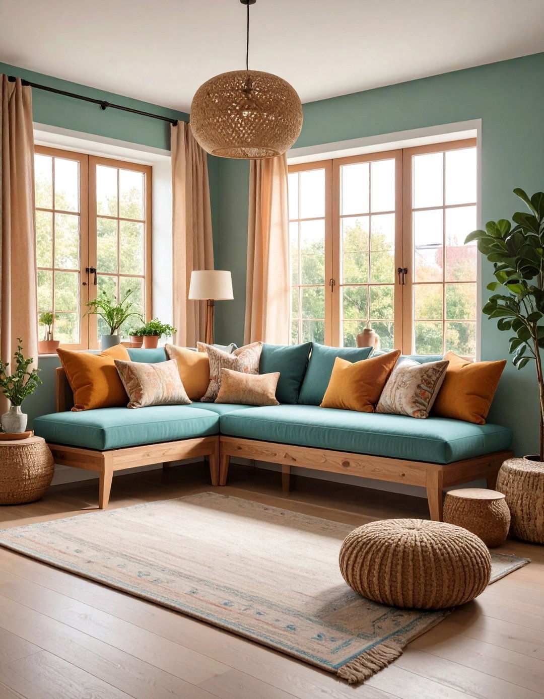 Add a Built In Storage Bench under the Living Room Windows - 20 Beach House Living Room Ideas