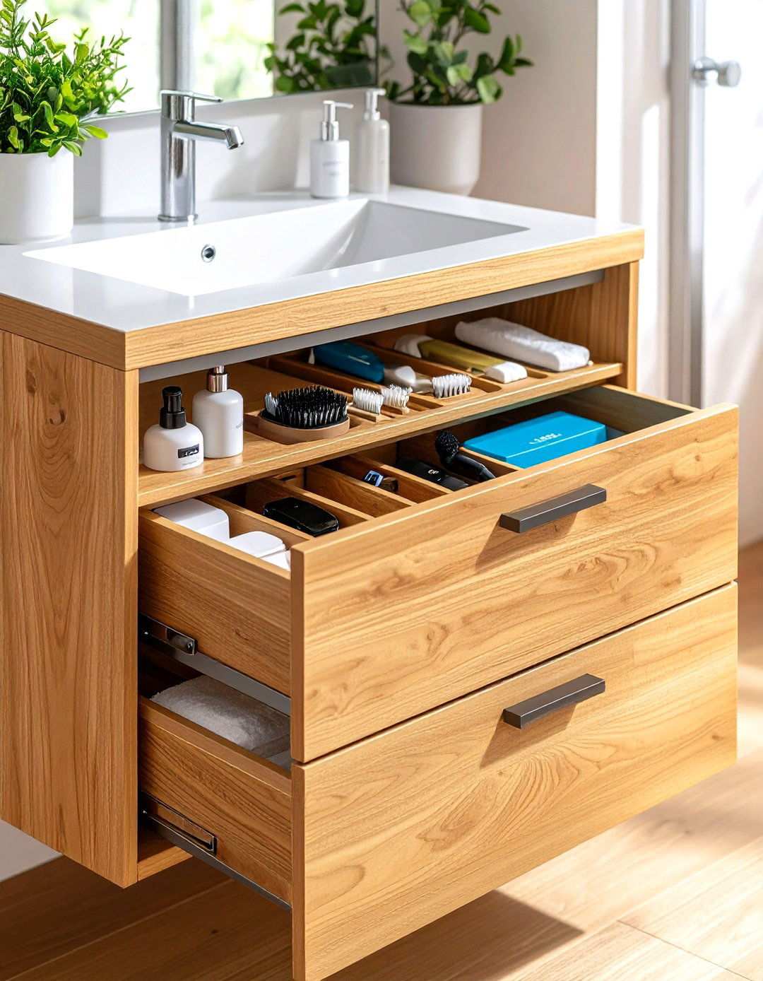Add Charging Stations to Tech Friendly Drawer - 20 Bathroom Drawer Organization Ideas