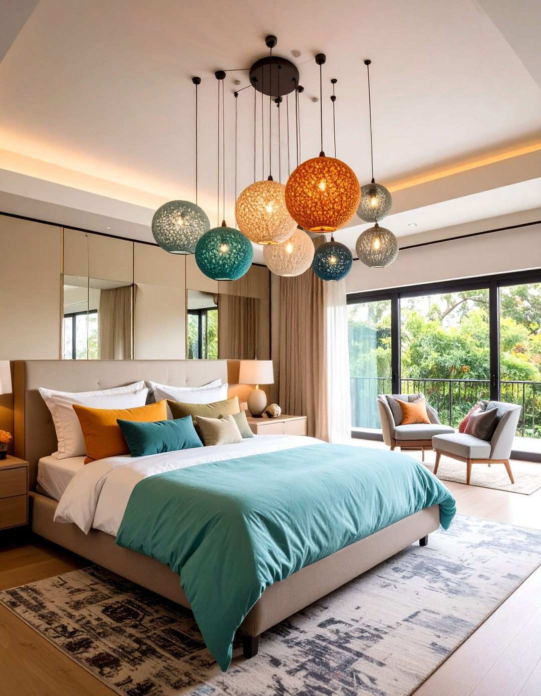 Adjustable Pendant Cluster Chandelier Offers Custom Height - 20 Bedroom Chandelier Ideas