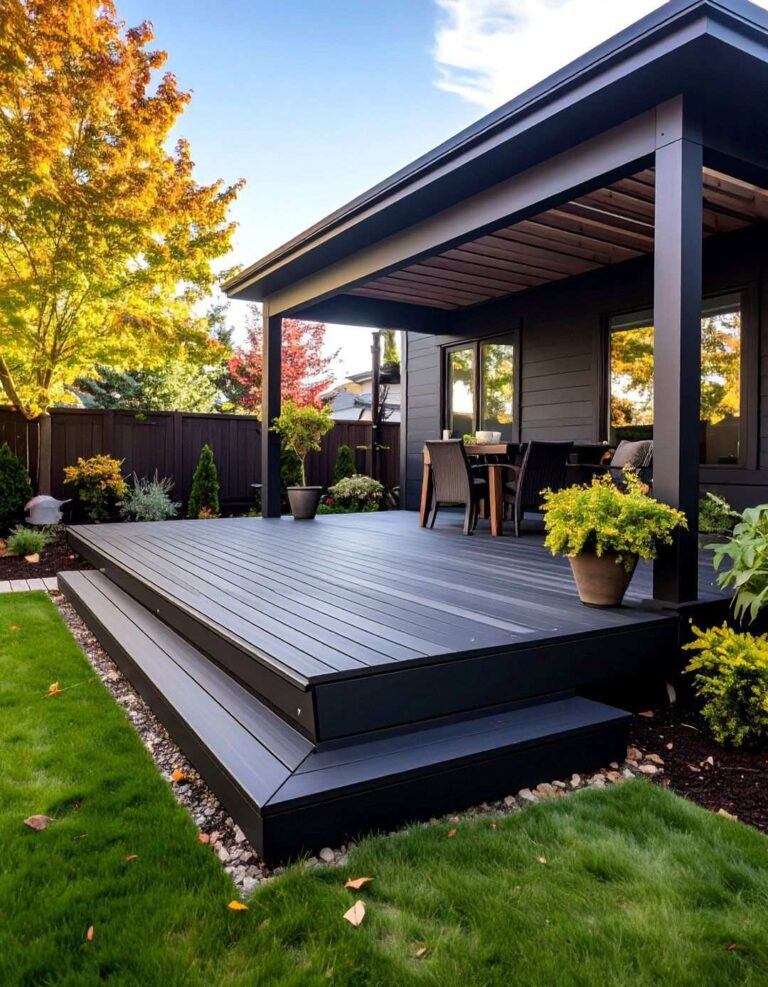 All Black Composite Statement Deck - 20 Black Deck Ideas