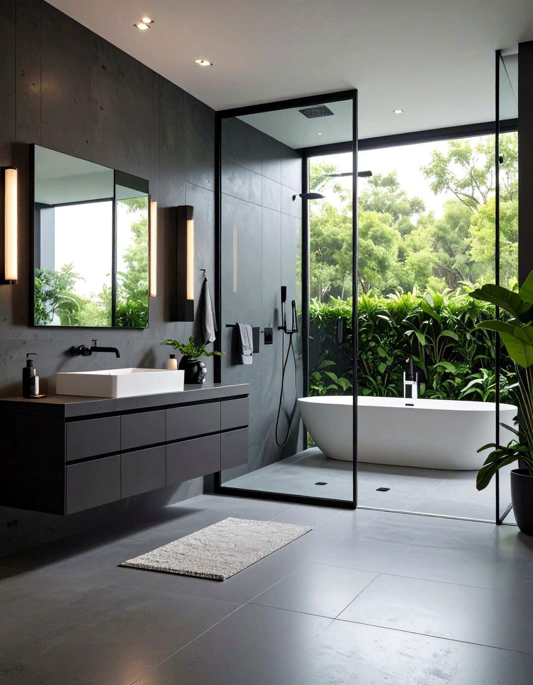 All Black Wet Room Elegance - 20 Black Bathroom Ideas