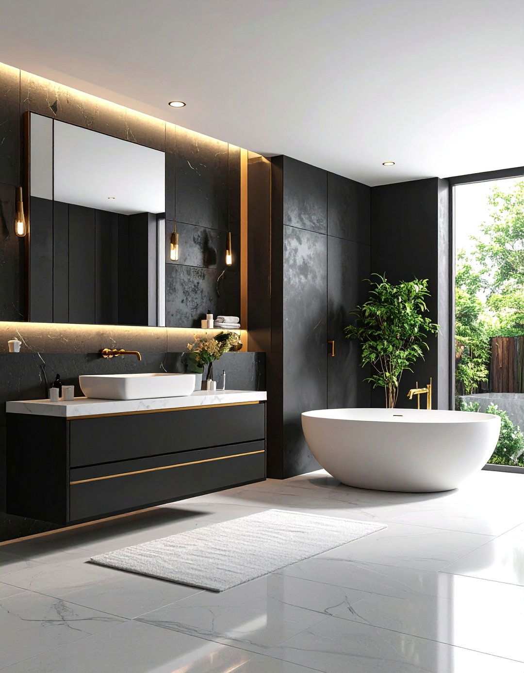 Apply the Colour Formula - 20 Black and Gold Bathroom Ideas