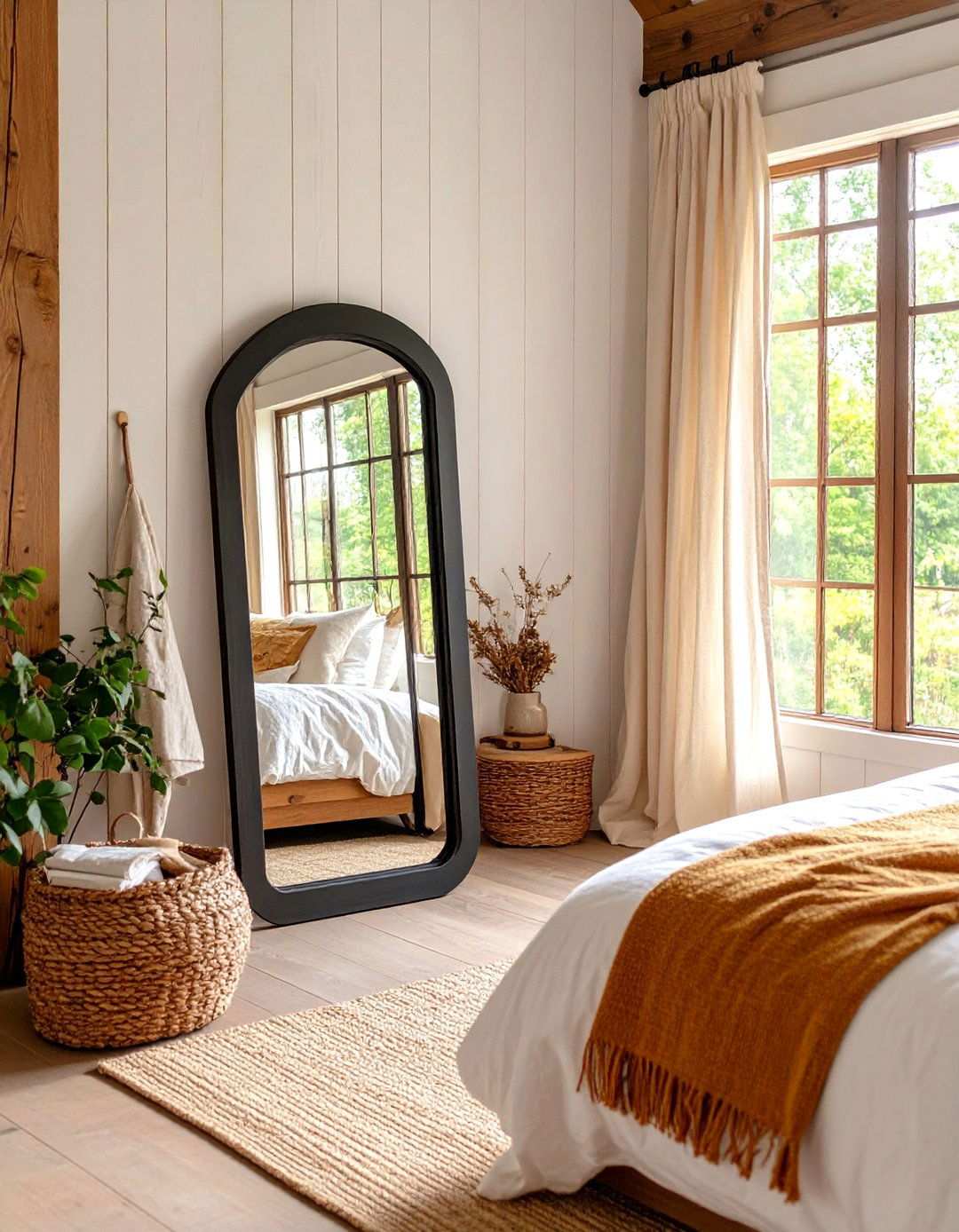 Architectural Windowpane Mirror - 20 Bedroom Mirror Ideas