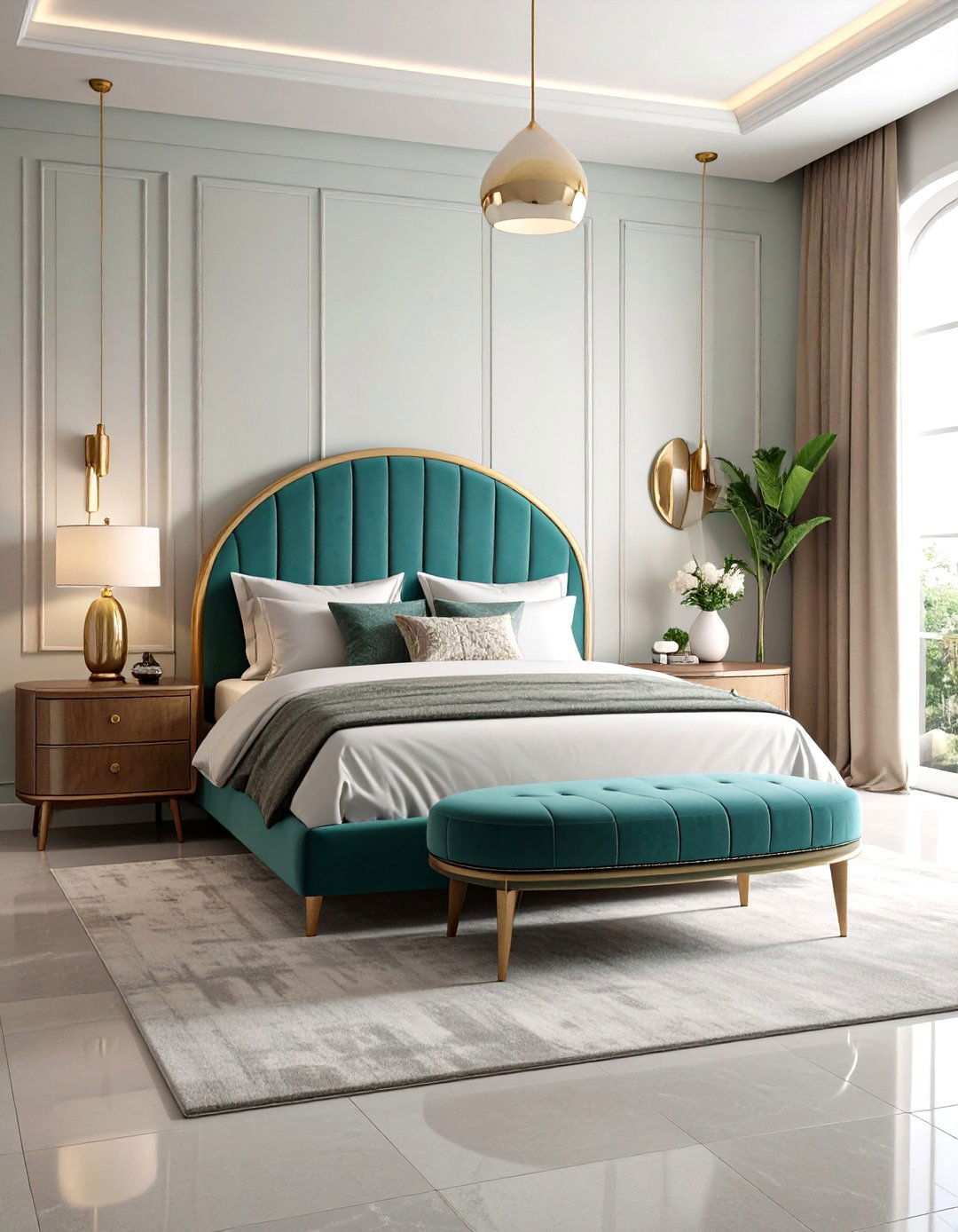 Art Deco Curved Furniture Lines - 20 Art Deco Bedroom Ideas