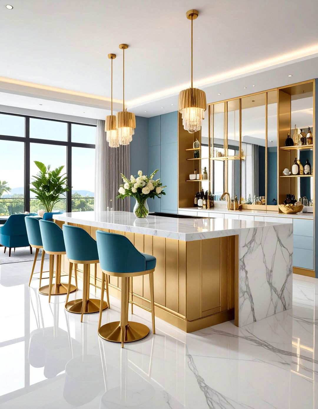 Art Deco Dining Room with Built In Bar and Entertainment Features - 20 Art Deco Dining Room Ideas