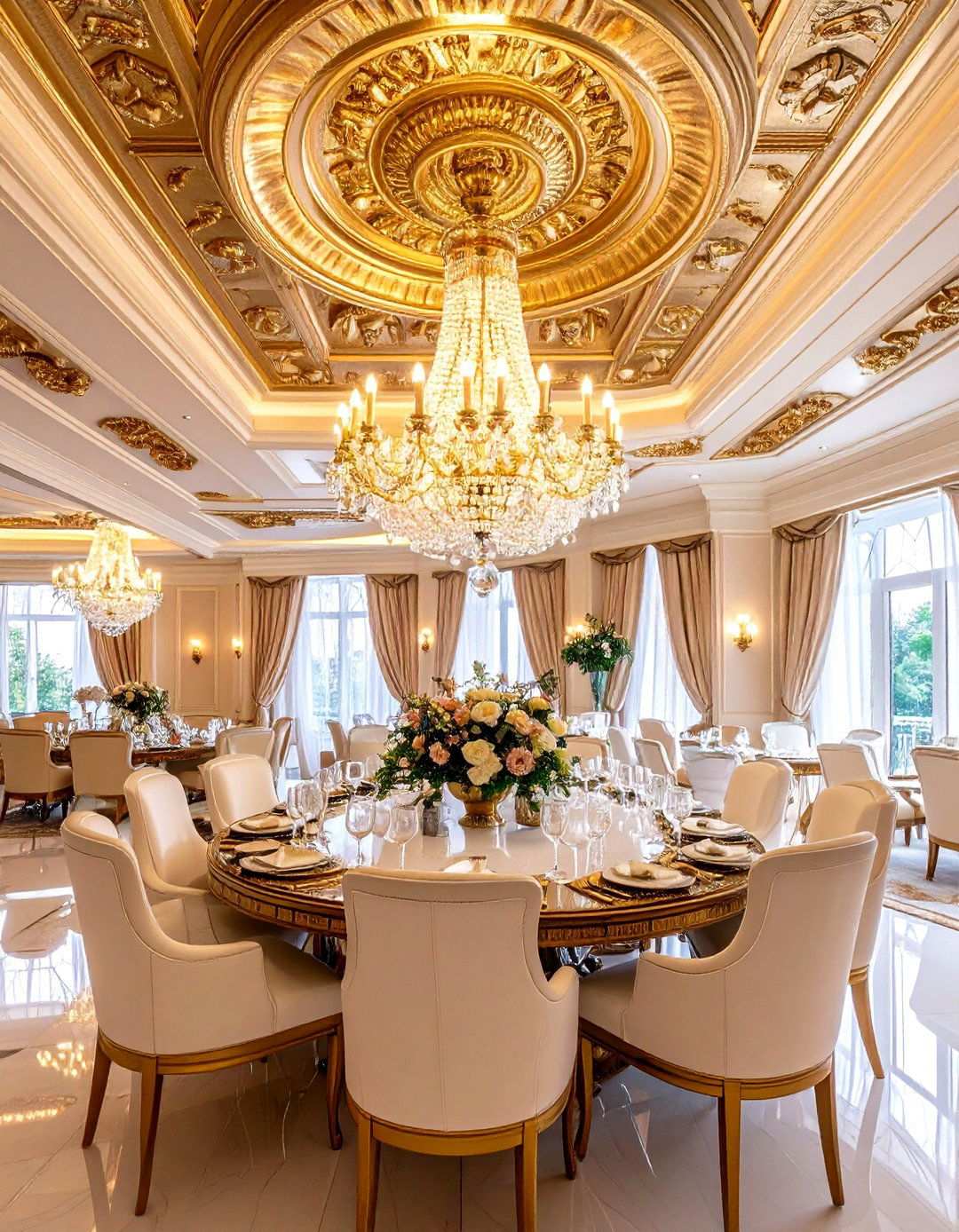 Art Deco Dining Room with Dramatic Ceiling Design Details - 20 Art Deco Dining Room Ideas