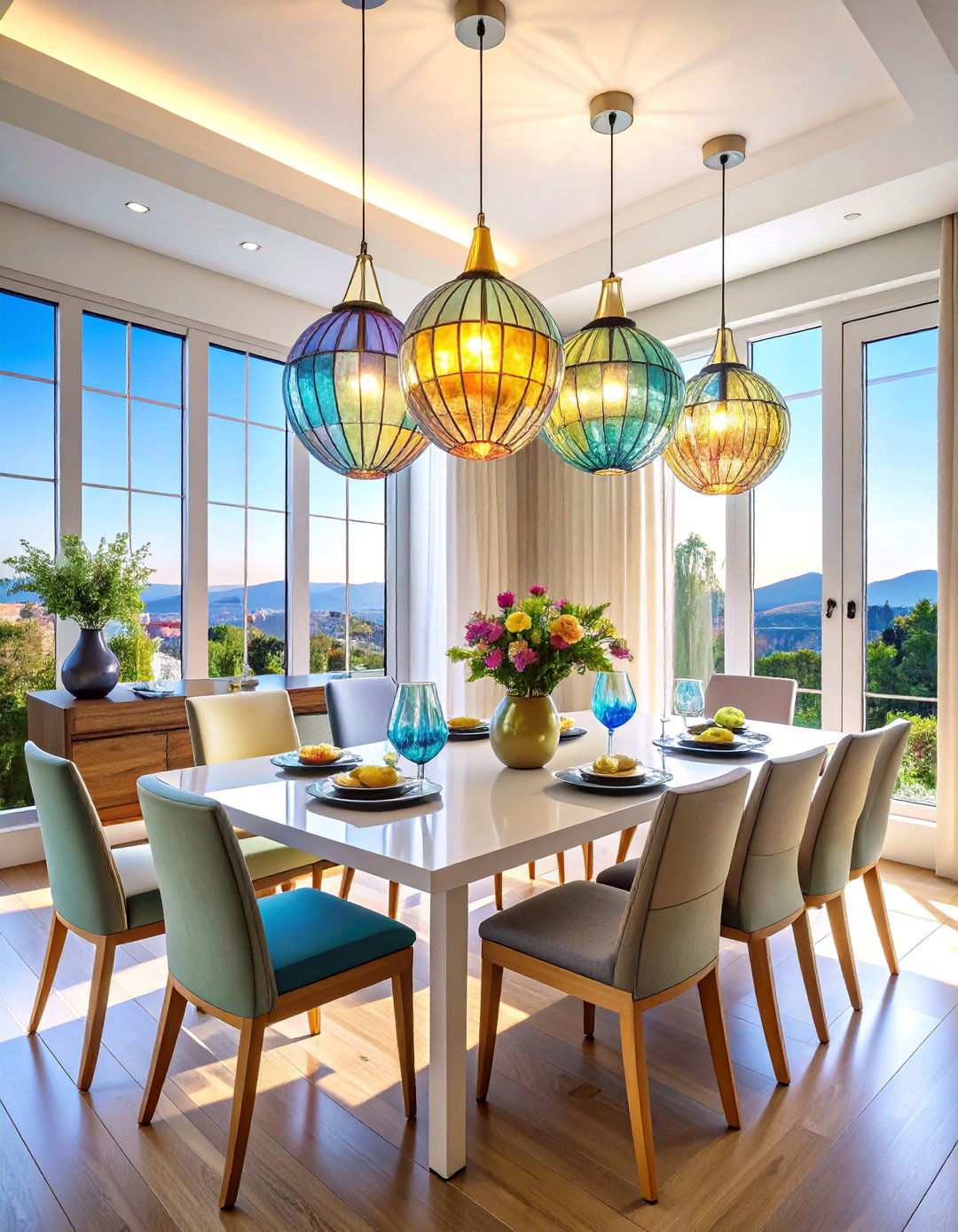 Art Deco Dining Room with Frosted and Etched Glass Features - 20 Art Deco Dining Room Ideas