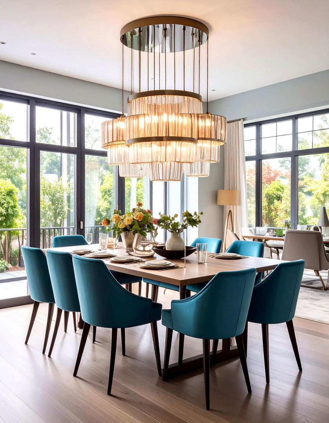 Art Deco Dining Room with Statement Chandelier Lighting - 20 Art Deco Dining Room Ideas