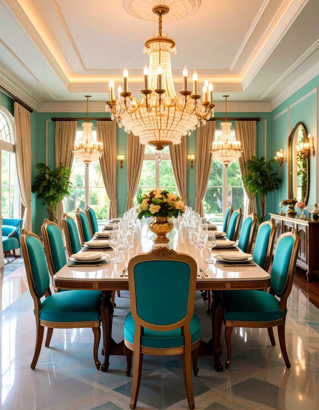 Art Deco Dining Room with Tiered and Stepped Design Elements - 20 Art Deco Dining Room Ideas