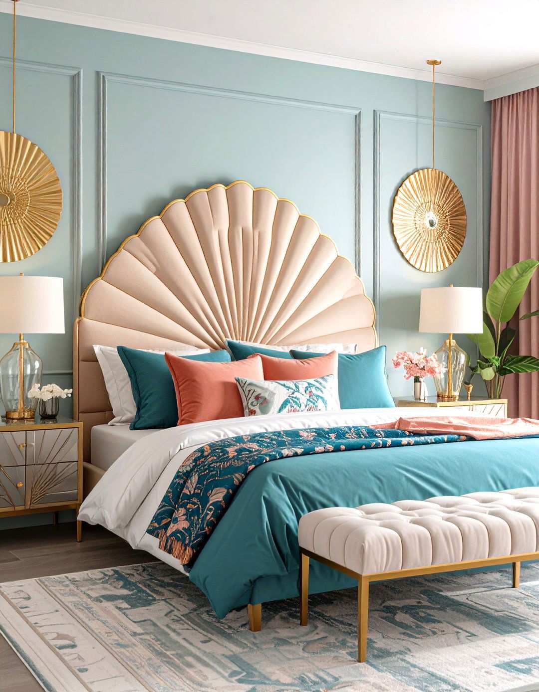 Art Deco Fan and Scallop Patterns - 20 Art Deco Bedroom Ideas
