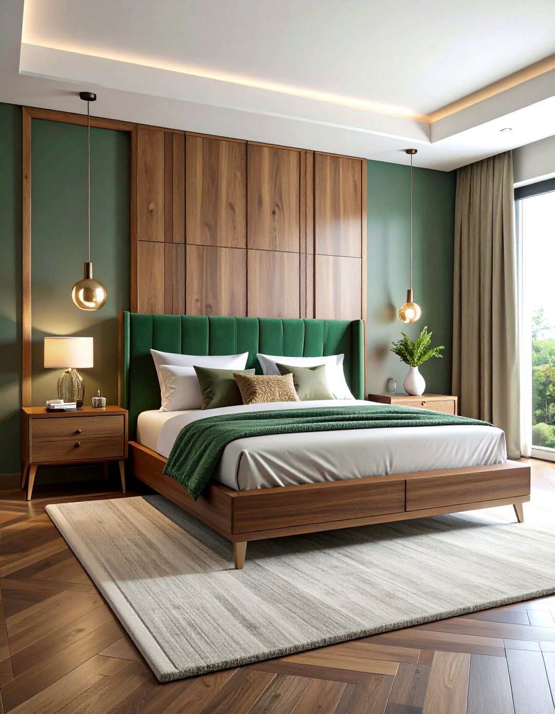 Art Deco Geometric Headboard Statement - 20 Art Deco Bedroom Ideas
